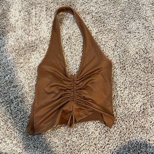 Brown halter crop top